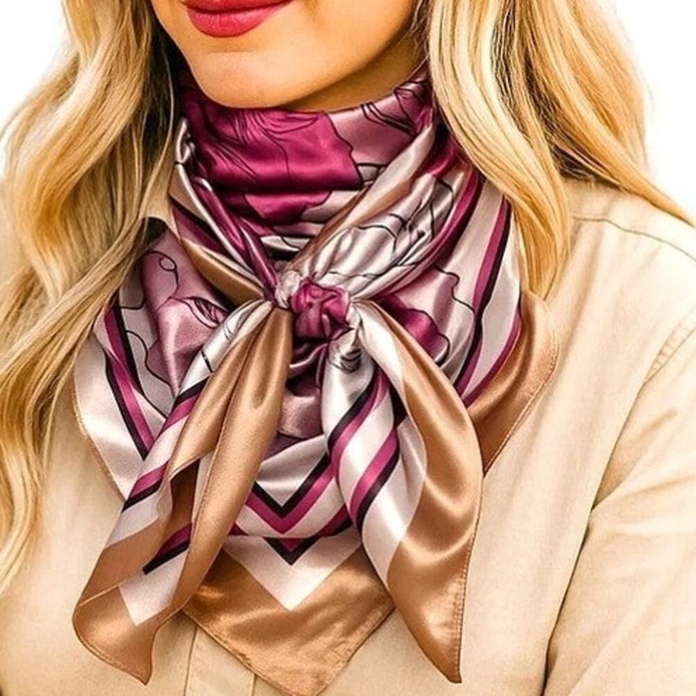 Pink Roses Floral Wild Rag Scarf Western Accessory - Picture 3 of 3